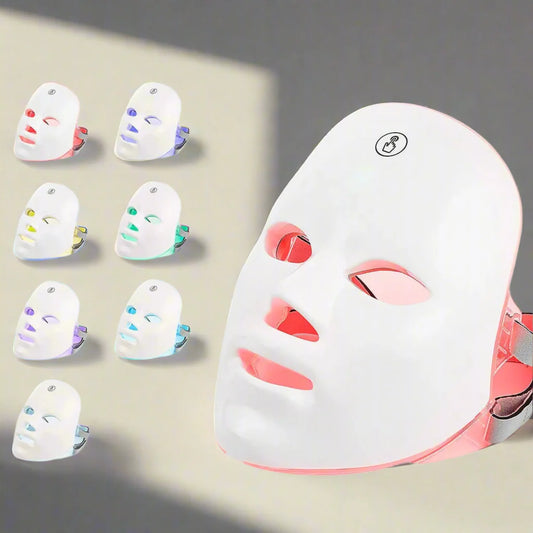 Chargeable 7 Color LED facial & neck light therapy mask anti lifting & whitening