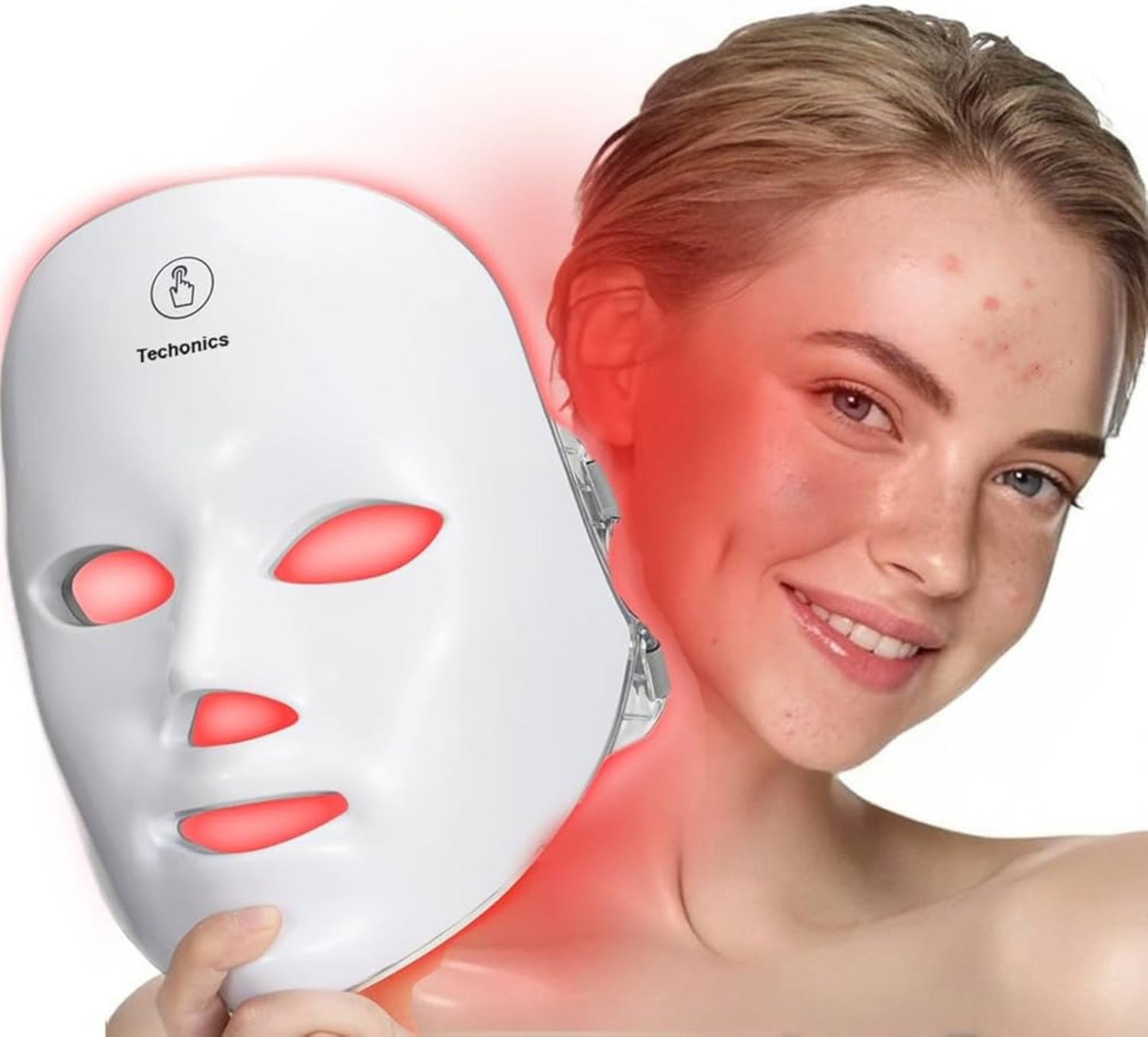 Chargeable 7 Color LED facial & neck light therapy mask anti lifting & whitening