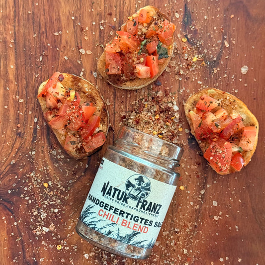 Naturfranz Chili Mint cu sare și mentă picantă - Paste pentru pizza, vegan Conținut 100g Nivel de condimente 3 Dimensiuni 4x4cm