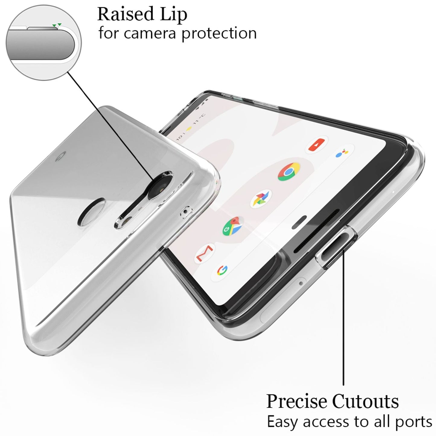 Husă de telefon NALIA pentru Google Pixel 3, husă subțire din silicon TPU, tip bară de protecție