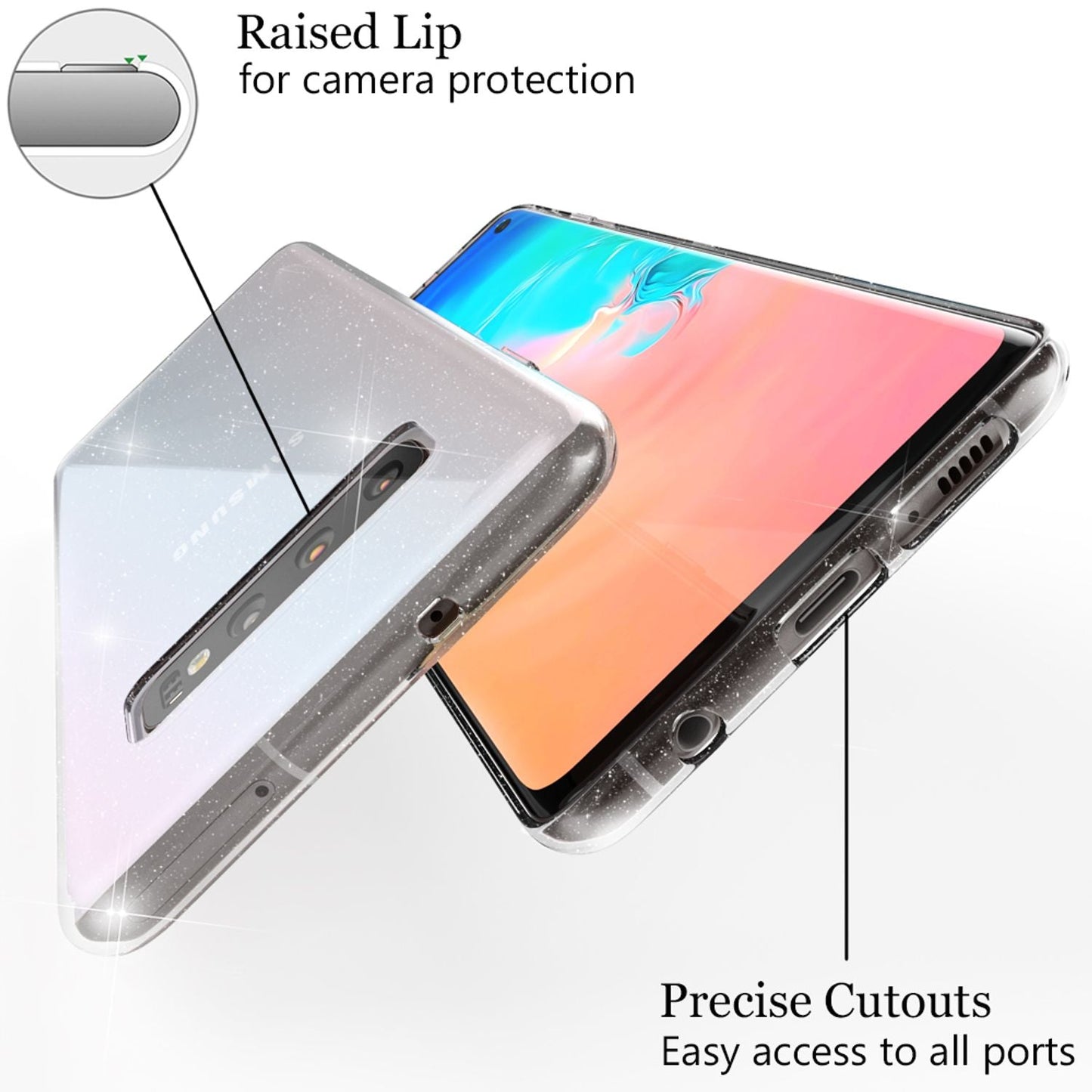 NALIA Glitter Hülle kompatibel mit Samsung Galaxy S10, Glitzer Case Handyhülle