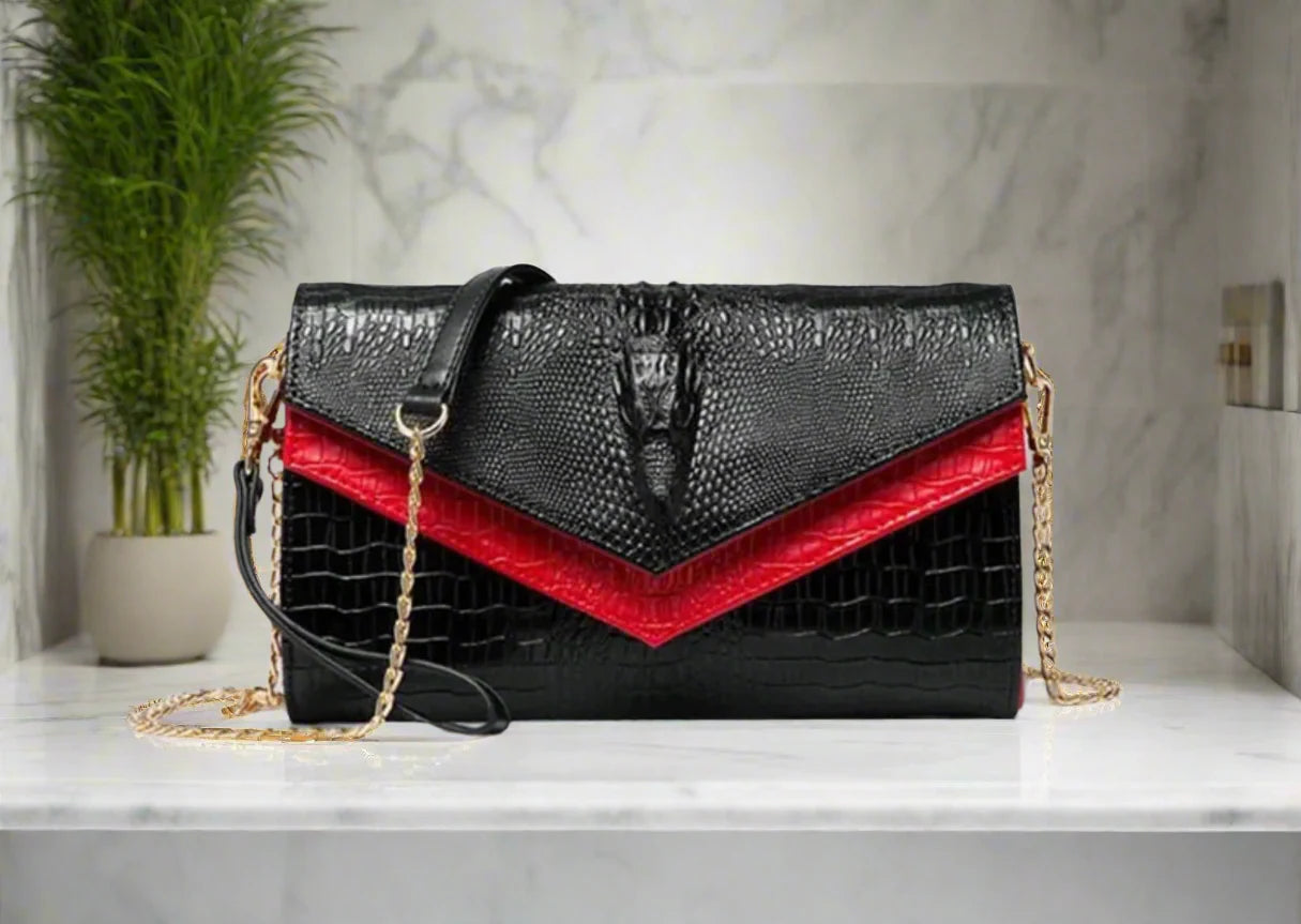 Crocodile pattern leather bag women cowhide shoulder clutch
