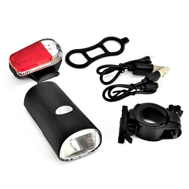 Set de lumini LED pentru bicicletă DREIKS StVZO - Lampă față 30/15 Lux, baterie 1050 mAh, rezistentă la stropire IPX4