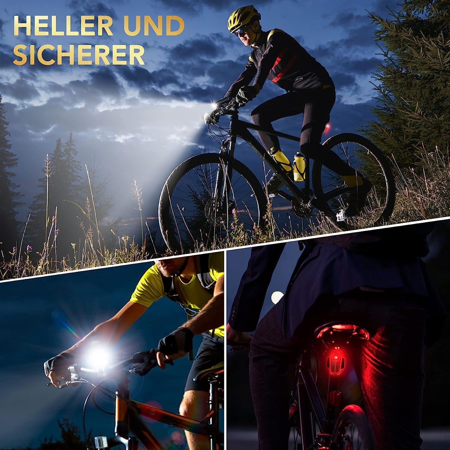 DREIKS LED Fahrradlicht Set StVZO Front- Und Rücklicht - 30/15 Lux, 1500 mAh, IPX4