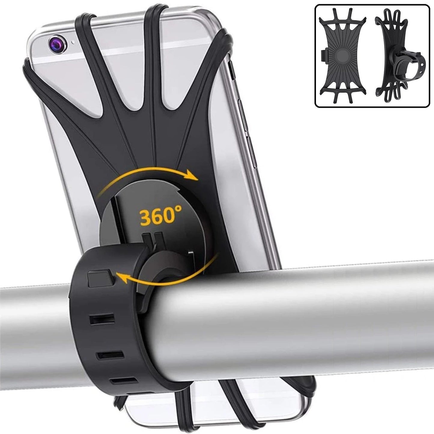 DREIKS Fahrrad Handyhalter Silikon 360 Grad - Abnehmbar Oder Nicht Abnehmbar, Klemmkraft Hoch, Passend 4,0-6,7 Zoll