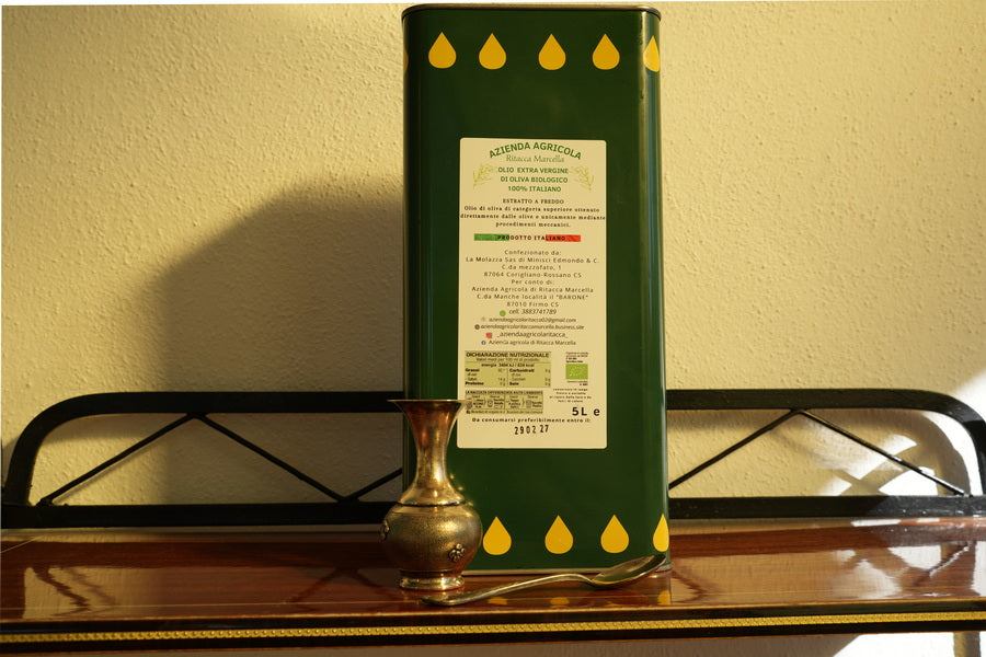 Ulei de măsline extravirgin Ritacca organic - Capacitate 1 L, Presat la rece, Dimensiuni 9x9 cm