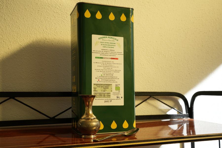 Ulei de măsline extravirgin Ritacca organic - Capacitate 1 L, Presat la rece, Dimensiuni 9x9 cm