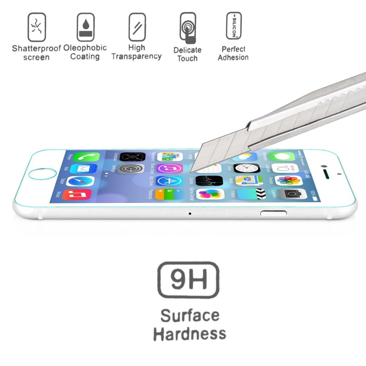 NALIA Schutzglas für Apple iPhone 6 Plus 6S Plus, 9H Full Cover Echt Hartglas