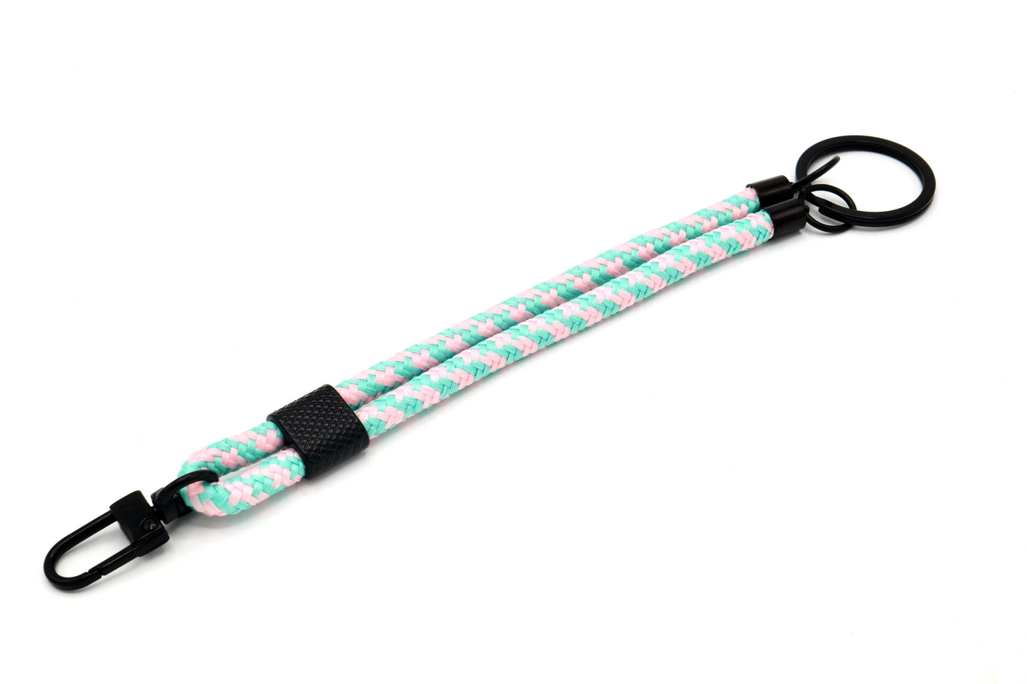 Breloc cu carabină, roz-mentă