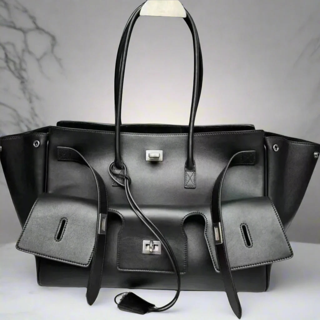 Designer cow split leather large capacity shoulder women bag