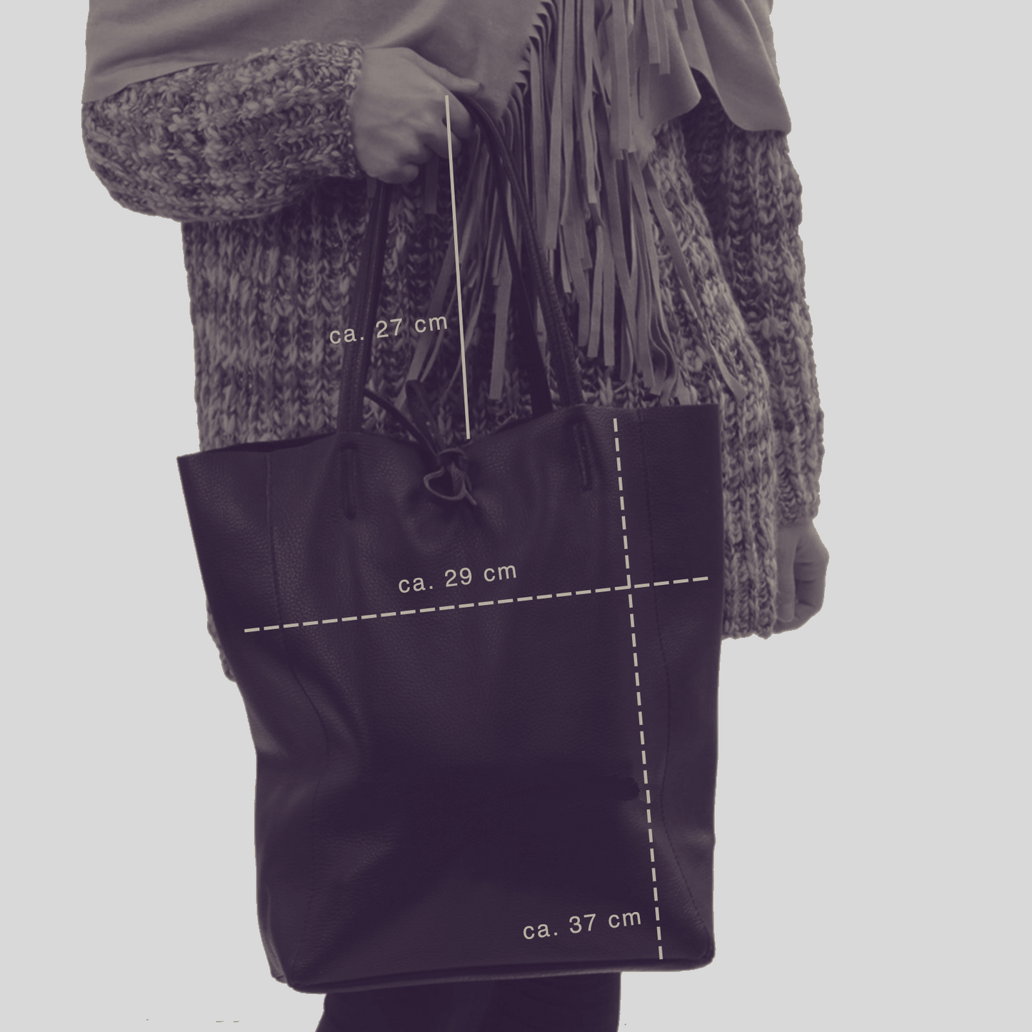 Leder Shopper mit Innentasche Schlammfarben