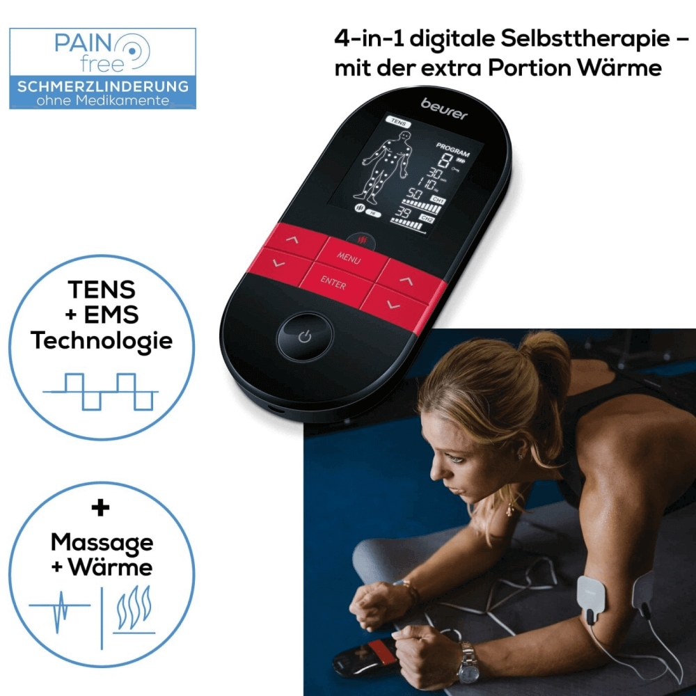 Beurer EM 59 – Heat digitales TENS/EMS Gerät inklusive GRATIS Gelpads