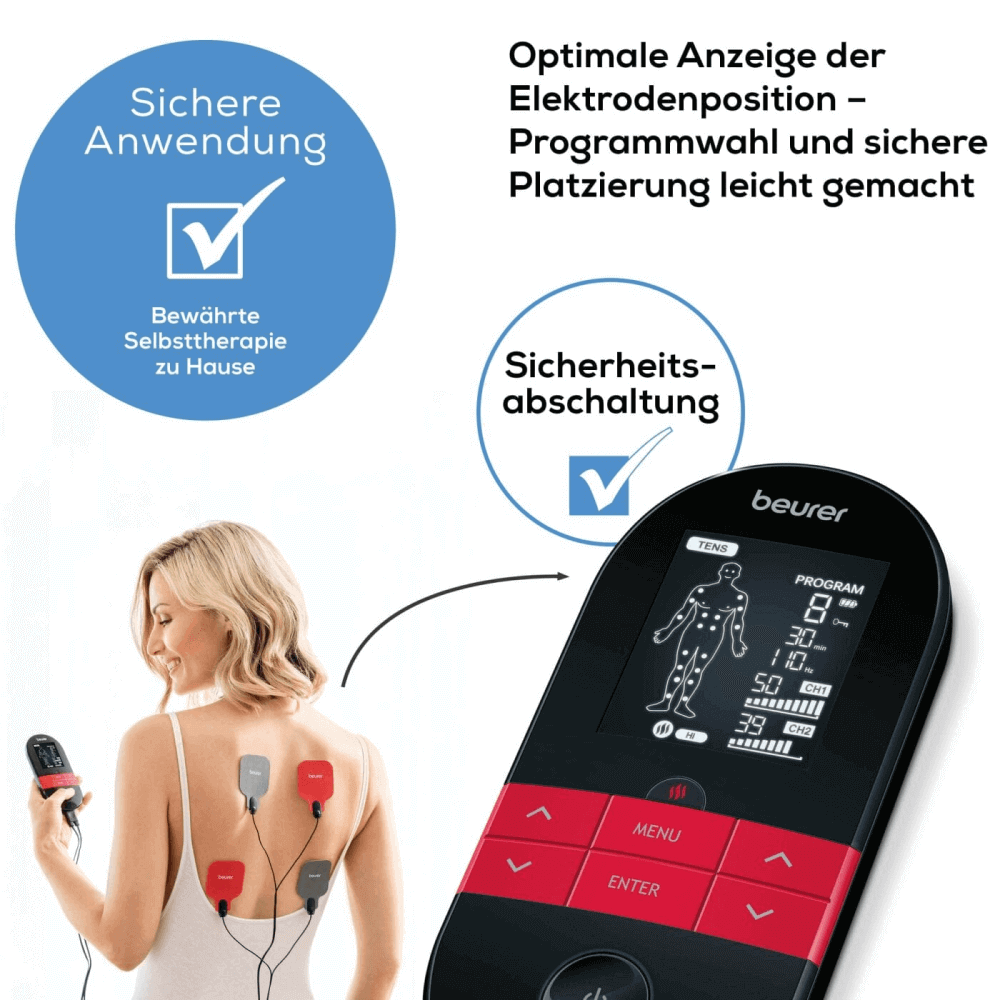 Beurer EM 59 – Heat digitales TENS/EMS Gerät inklusive GRATIS Gelpads
