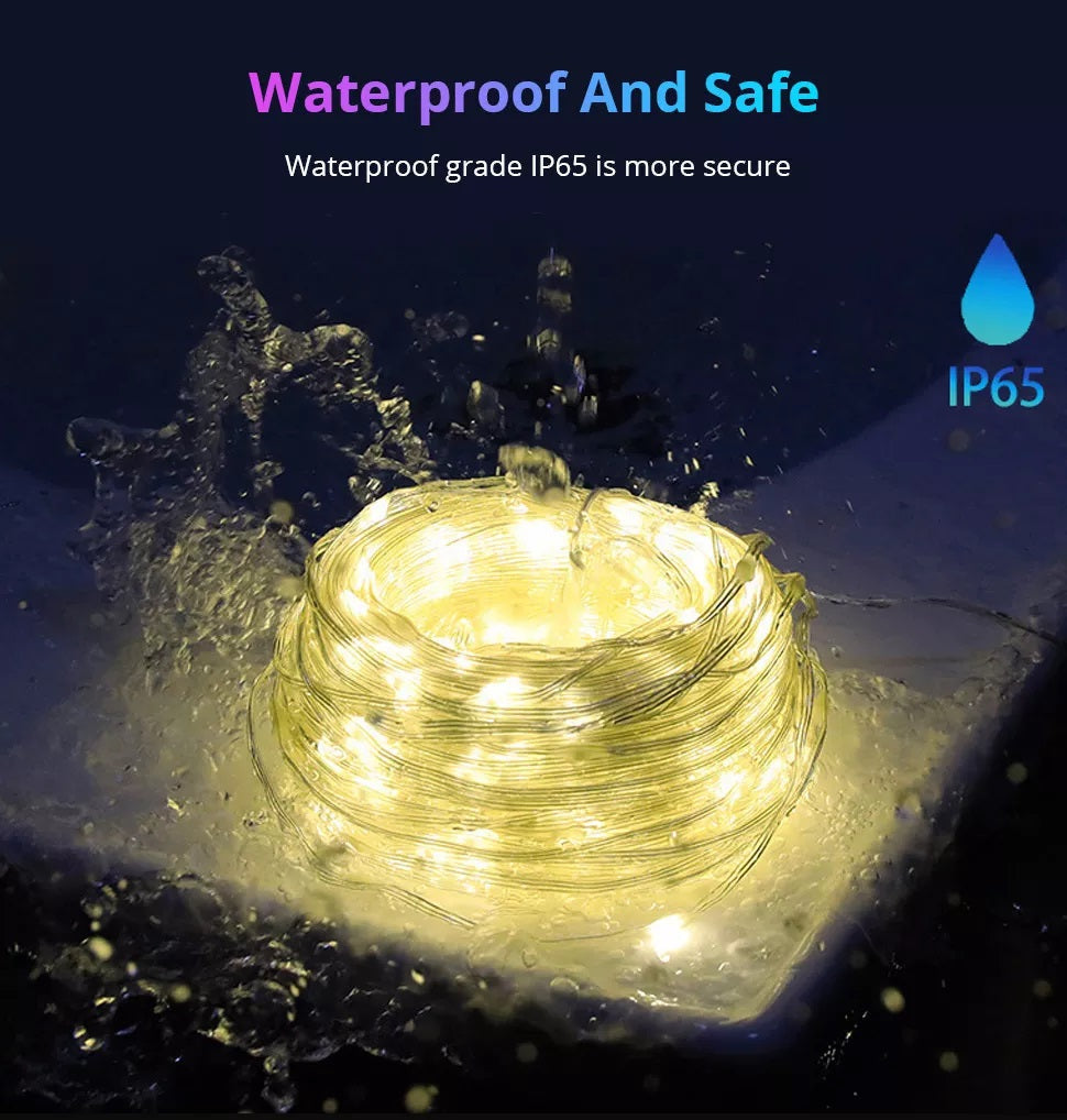 DREIKS Șnur luminos inteligent cu LED-uri, Alexa, RGB, USB, impermeabil - Lungime 5 m, 60 LED-uri, control muzical