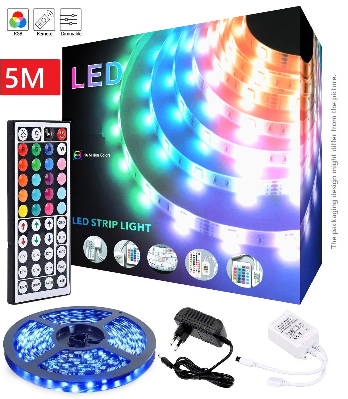 DREIKS LED Streifen RGB Dimmbar Fernbedienung - Länge 5 m, 12 V, Gesamtleistung 72 W