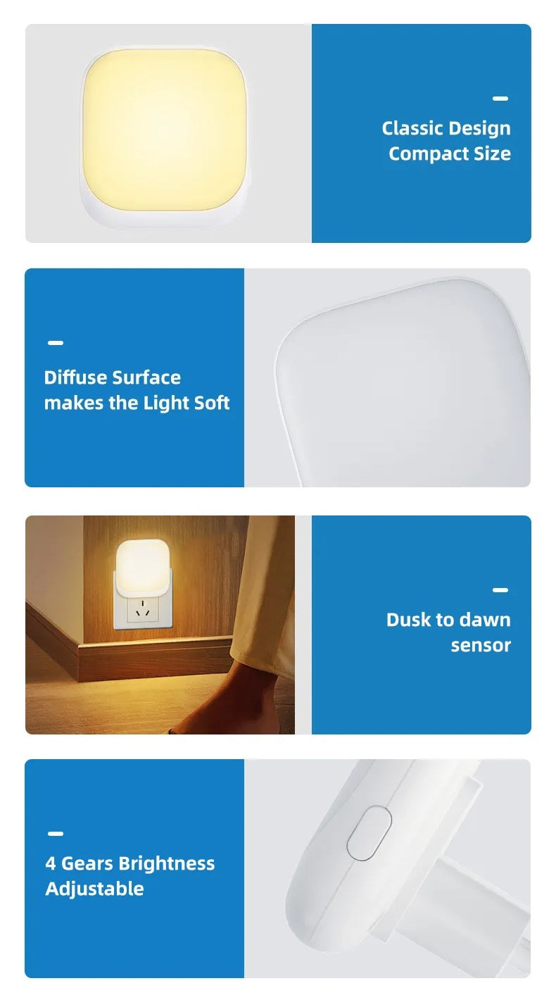DREIKS Nachtlicht Steckdose Dämmerungssensor - 0,5W Leistung, 20 Lm, Kompakt 2 Stück
