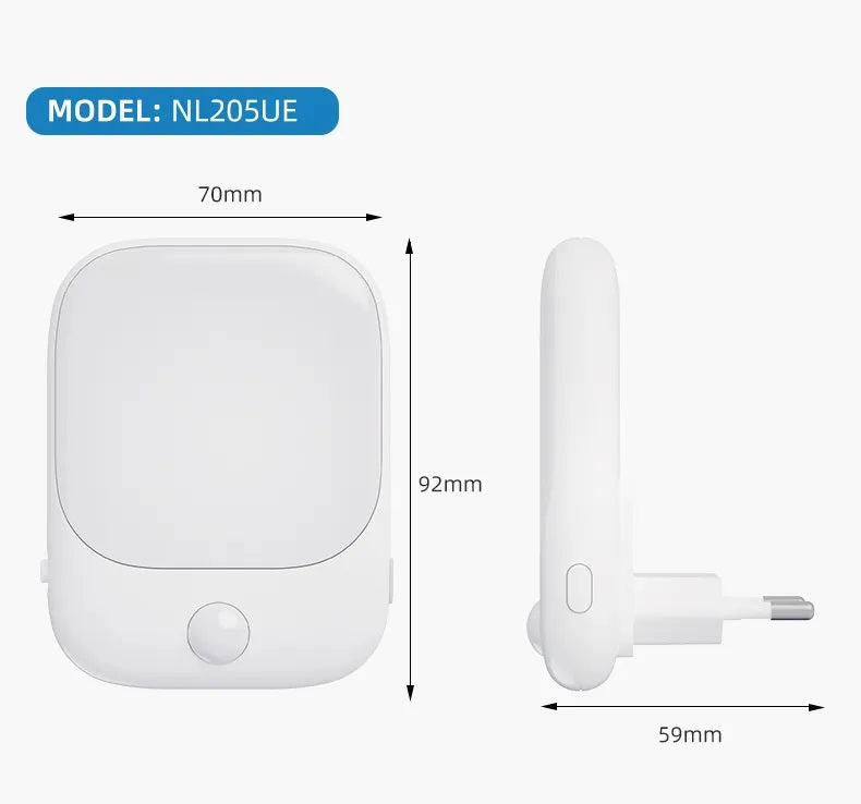 DREIKS Nachtlicht Steckdose Bewegungsmelder Warmweiß - 2er Set 0,5W Kompakt Bauform