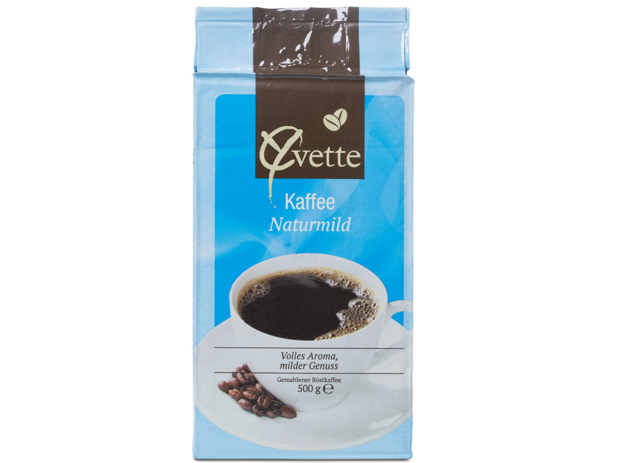Yvette Kaffee Filterkaffee Naturmild Frisch - 500 g Gemahlener Kaffee Vakuumverpackt