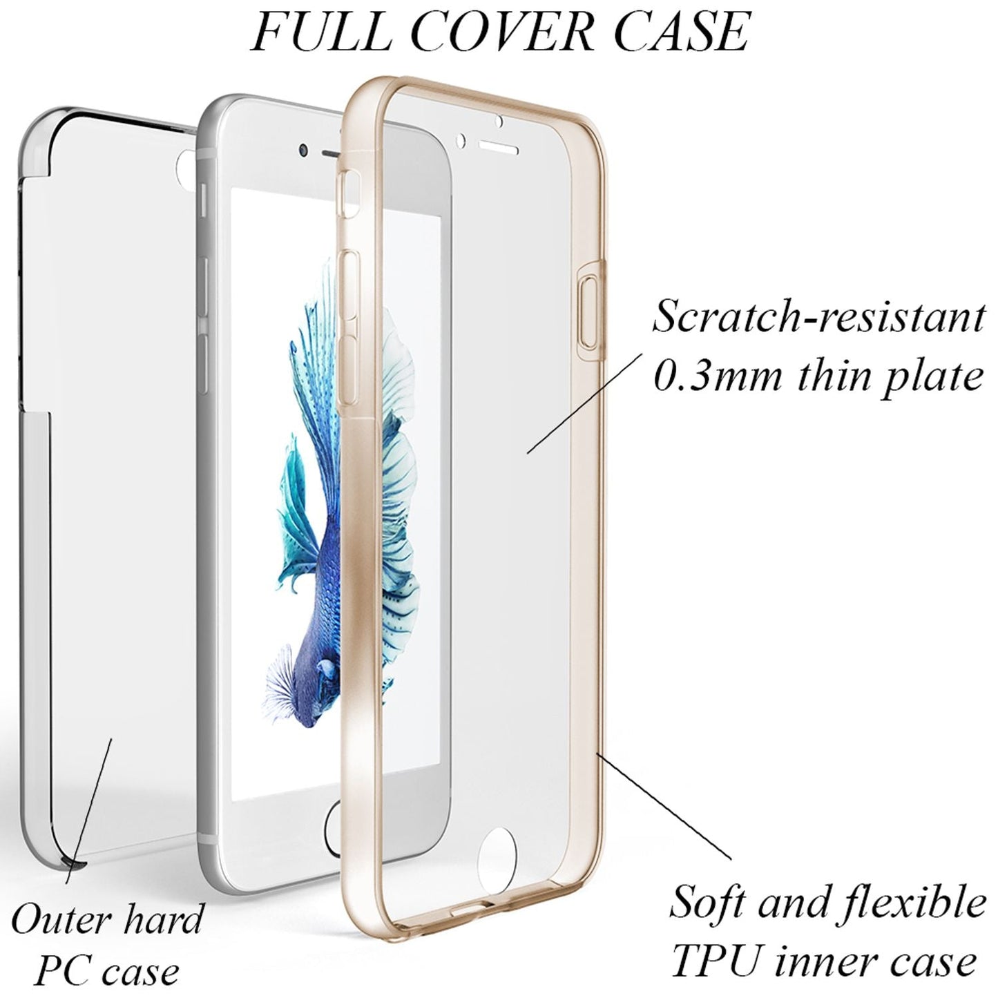NALIA 360 Grad Handy Hülle für Apple iPhone 6 6S, Full Cover Silikon Bumper Case