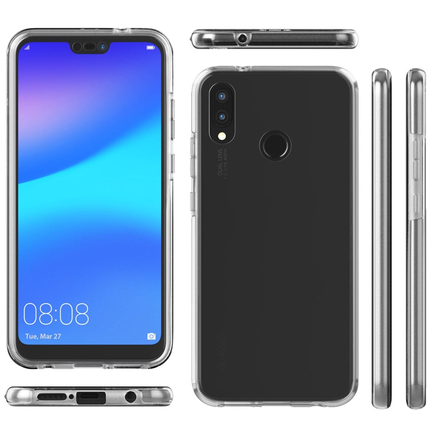 NALIA 360 Grad Handy Hülle Huawei P20 Lite - 360 Grad Rundumschutz, Transparente Rückseite, Voller Randschutz