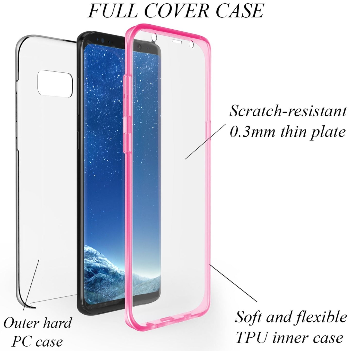 NALIA 360 Grad Handy Hülle für Samsung Galaxy S8 Plus, Full Cover Case Bumper