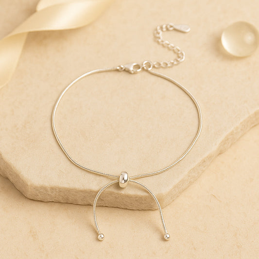 SterlingSilber Zugband Fußkettchen - Länge 16–22 cm, 925er Silber