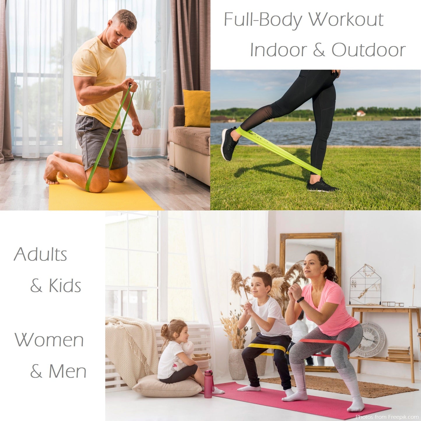 Set de 5 benzi de fitness DREIKS, bandă de rezistență versatilă - 4,5-18 kg, 5 bucăți, cod culoare