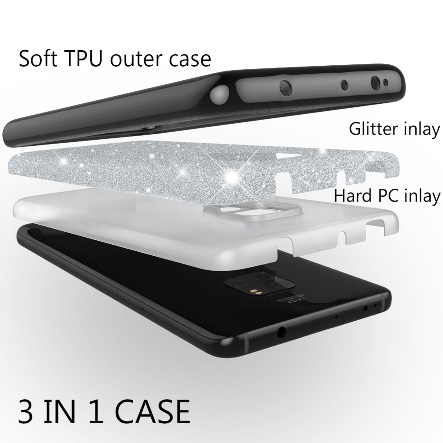 Husa de telefon NALIA ShinePop pentru Huawei Mate20 - Husă din silicon cu sclipici, compatibilă cu Huawei Mate20, subțire, ușoară