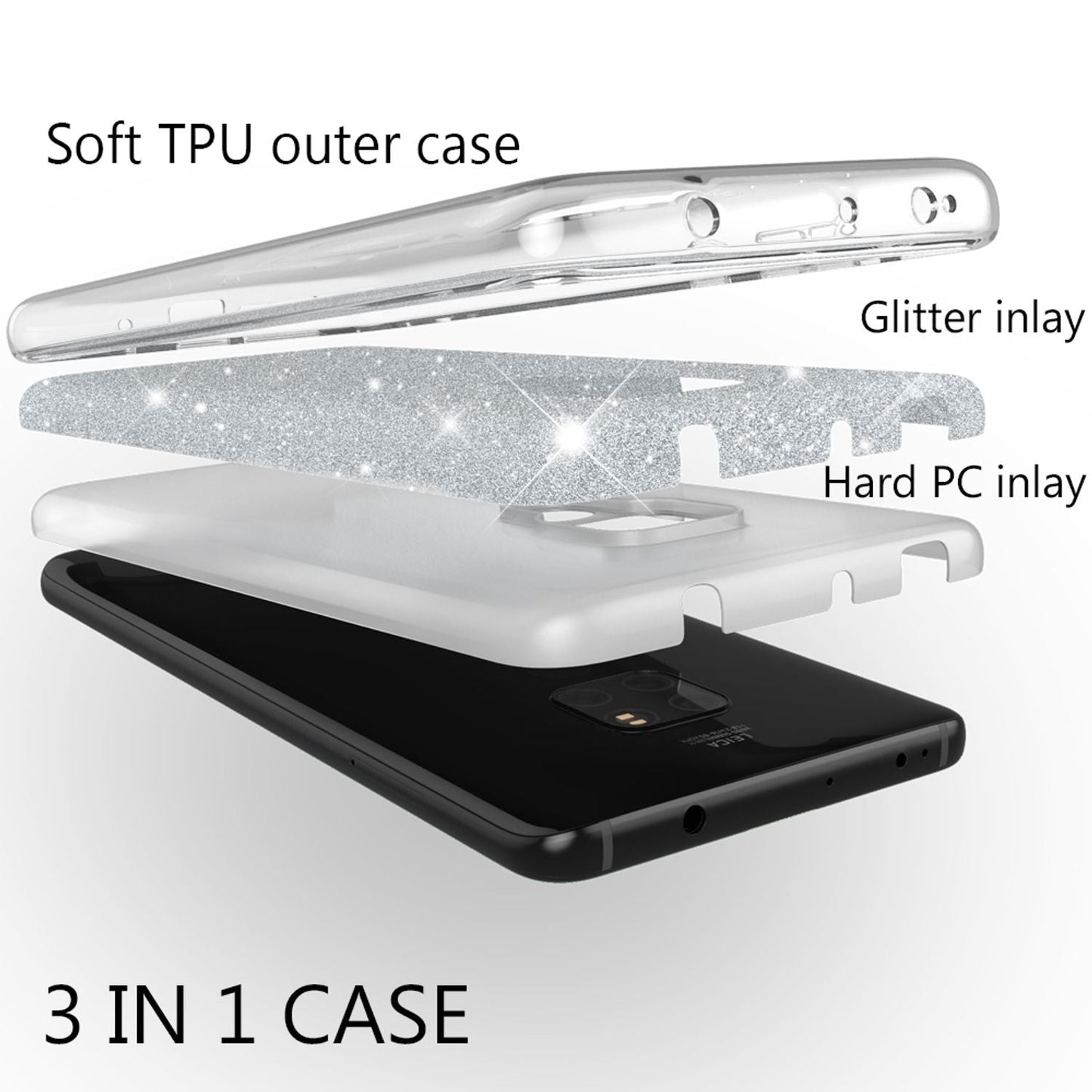 Husa de telefon NALIA ShinePop pentru Huawei Mate20 - Husă din silicon cu sclipici, compatibilă cu Huawei Mate20, subțire, ușoară