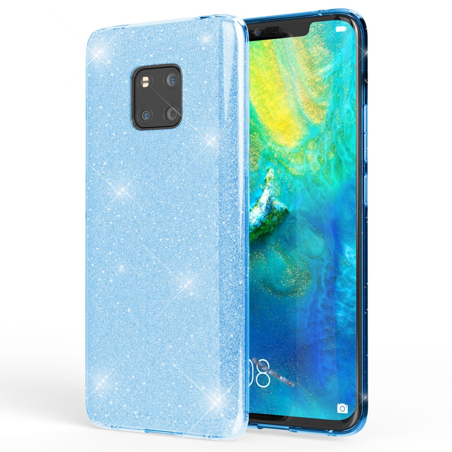 NALIA Handyhülle kompatibel mit Huawei Mate20 Pro, Glitzer Case Back Cover