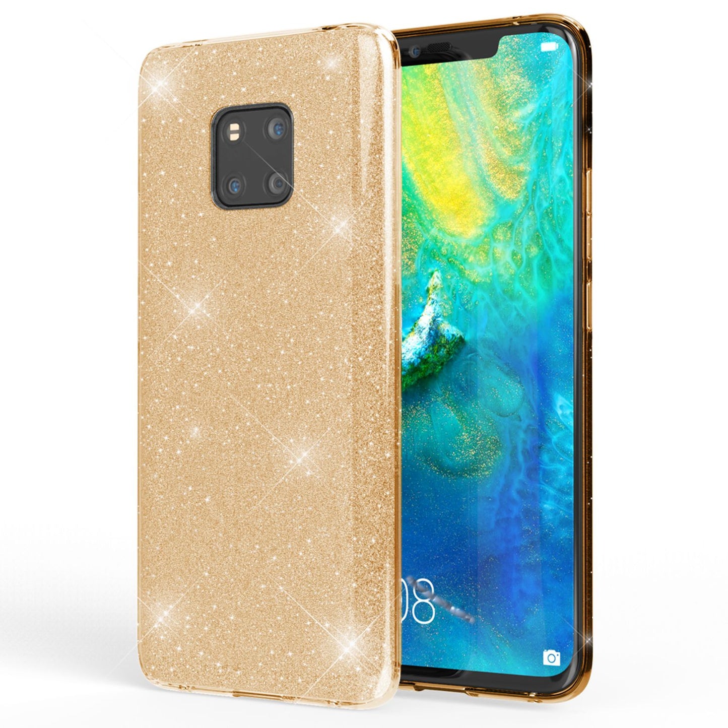 NALIA Handyhülle kompatibel mit Huawei Mate20 Pro, Glitzer Case Back Cover