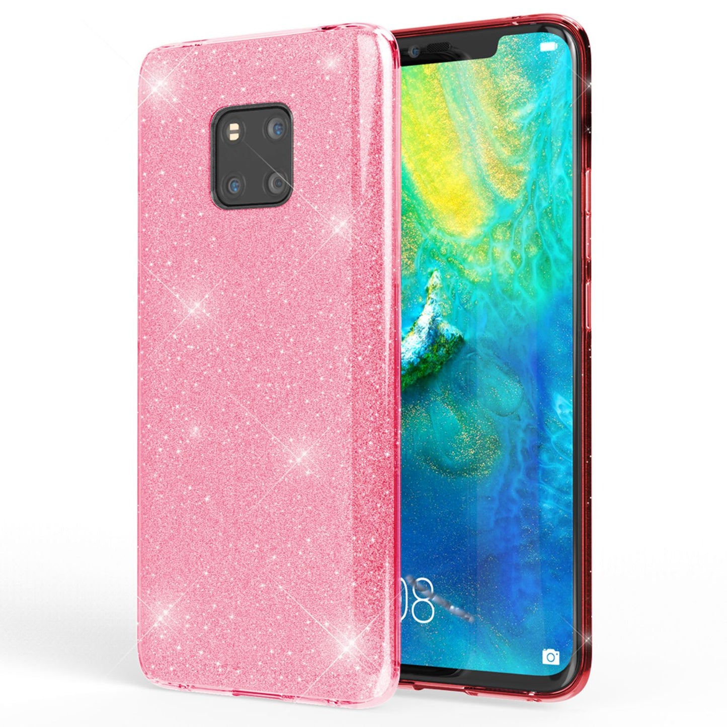 NALIA Handyhülle kompatibel mit Huawei Mate20 Pro, Glitzer Case Back Cover