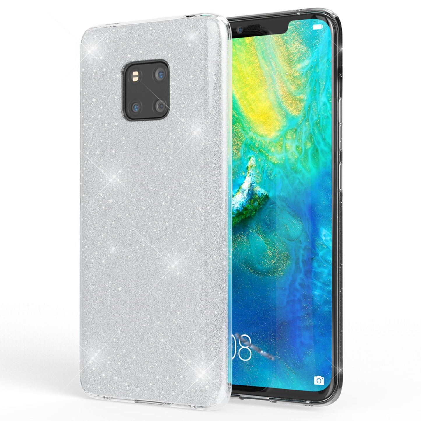 NALIA Handyhülle kompatibel mit Huawei Mate20 Pro, Glitzer Case Back Cover