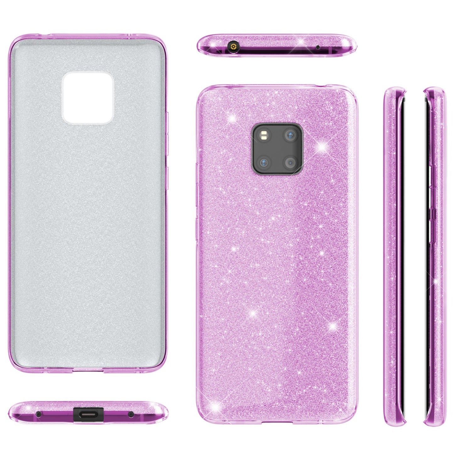 NALIA Handyhülle kompatibel mit Huawei Mate20 Pro, Glitzer Case Back Cover