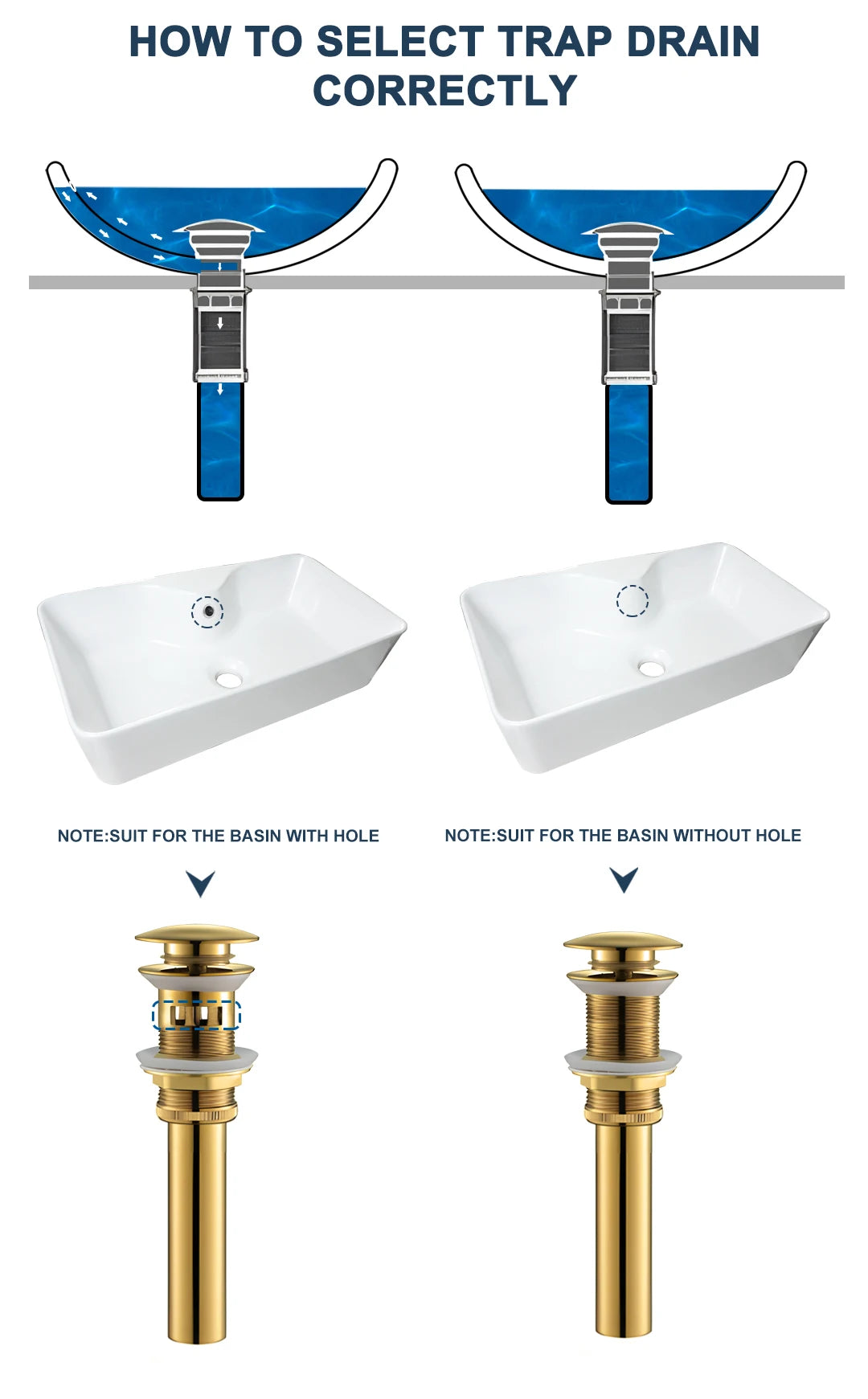 bonderis Pop Up Drain Matt Schwarz - Messing, ohne Überlauf