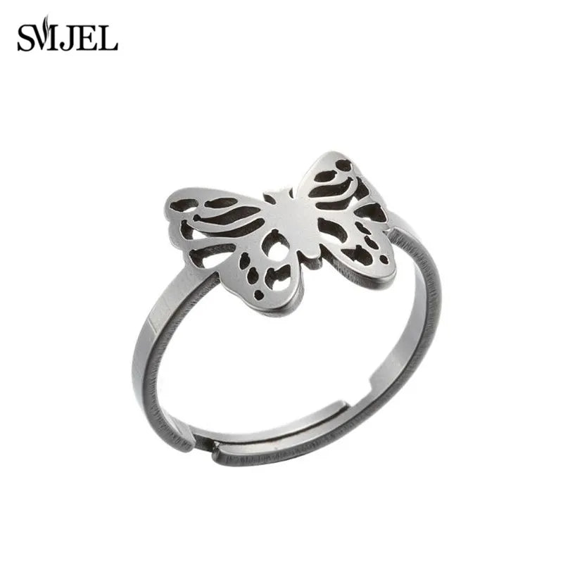 New Punk Geometric Ring for Men Women Exaggerated Stainless Steel Jewelry Opening Adjustable Ring Anillo Hombre Bijoux 2021 Gift