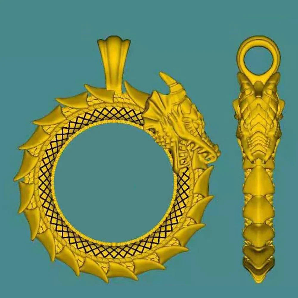 Viking dragon ouroboros necklace stainless steel valknut pendant