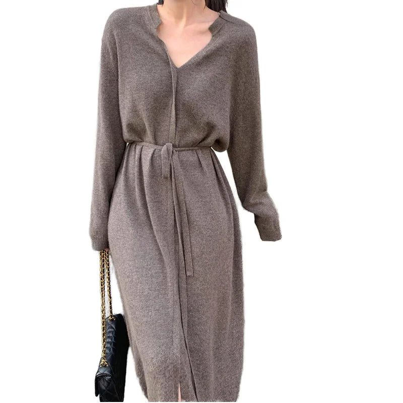 ZY1177 Elegantes Strickkleid Spandex Baumwolle - Maxi Größe L