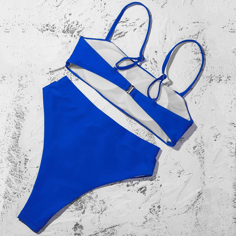ZTVitality Elegant Bikinis 2025: Solid Verbesserte Unterstützung Wire-Free Design Street Style - Hot Sale Gepolstert BH Träger High Waist Schnallen-Verschluss 10 Farben