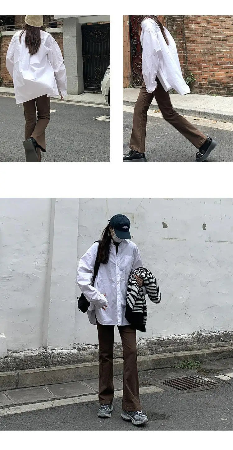 Damen Jeans 2025 - Brown Denim Fashion All-match Boot Cut Korean Style Street