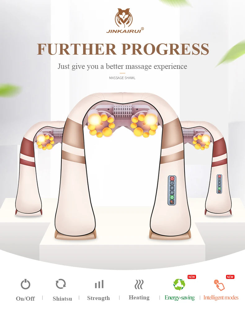 JinKaiRui U Form Elektrisch Shiatsu Körper Schulter Nacken Massagegerät Rücken Infrarot 4D Knetmassage Auto Heim Bestes Geschenk Gesundheitspflege
