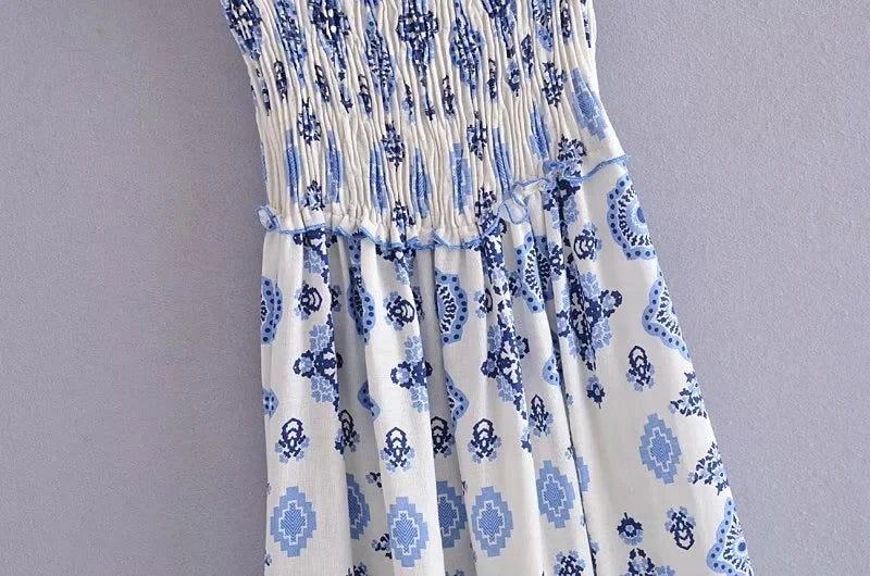 Blue Floral Embroidey Summer Beach Dress Women Casual Holiday Bohemian Dress Boho Sundress Maxi Long Vestidos Fashion Clothes