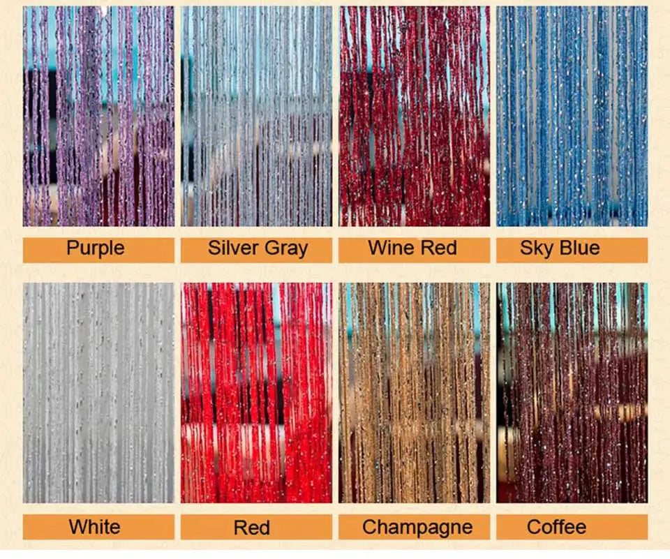 FadenVorhang Schnur glänzende Quaste - 300x290 cm, 1 Panel