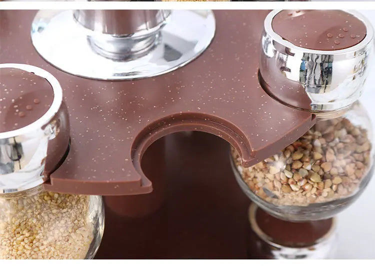 Rotating16Pcs Condiment Set Spice Jar StorageBox HomeKitchen Cruet Condiment Bottle Coffee Sugar Seal Jar Container Rack