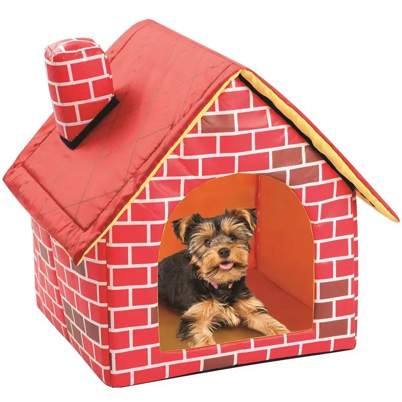 Katze Welpe Home Tragbar 2025 - Rote Ziegel Haustier Hunde Haus - Warm Gemütlich Katzen Bett Hunde Zwinger Abnehmbar Travel House