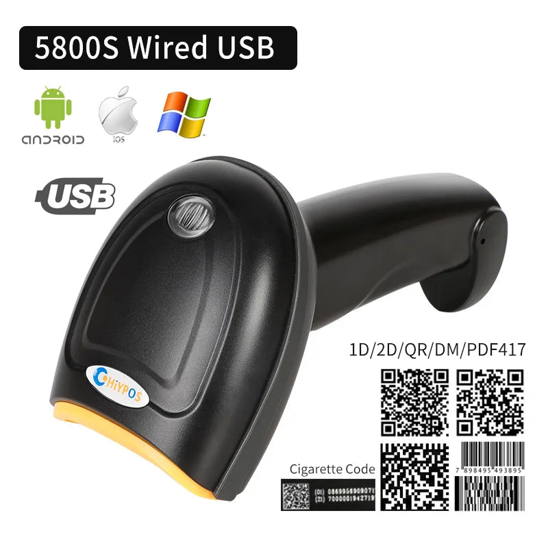 1D/2D Supermarkt Handheld Barcode Bar Code Scanner Leser QR PDF417 Bluetooth 2.4G Drahtlos & Verkabelt USB Plattform - 12.02€
