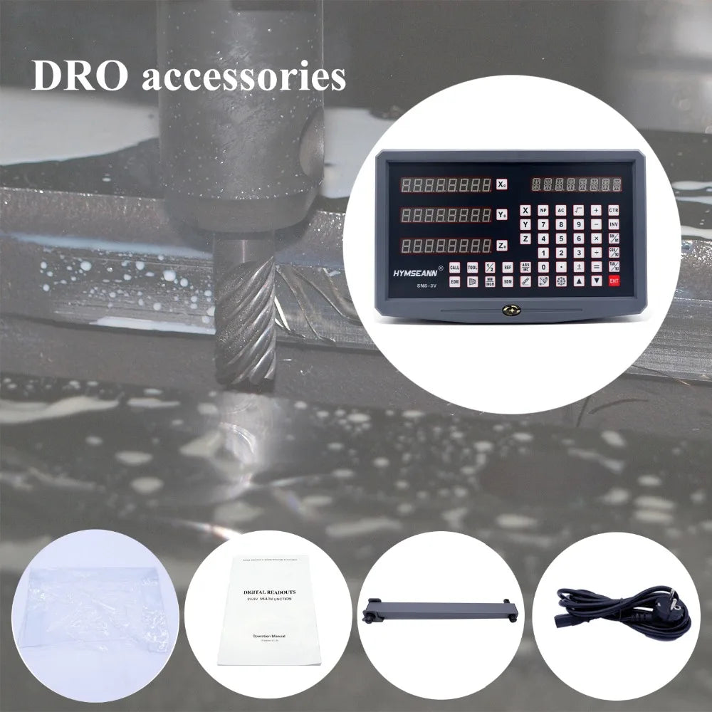 Hymseann SNS-3V complete set 3 axis milling/ lathe/ drill machine dro digital readout with 3 pcs linear scales