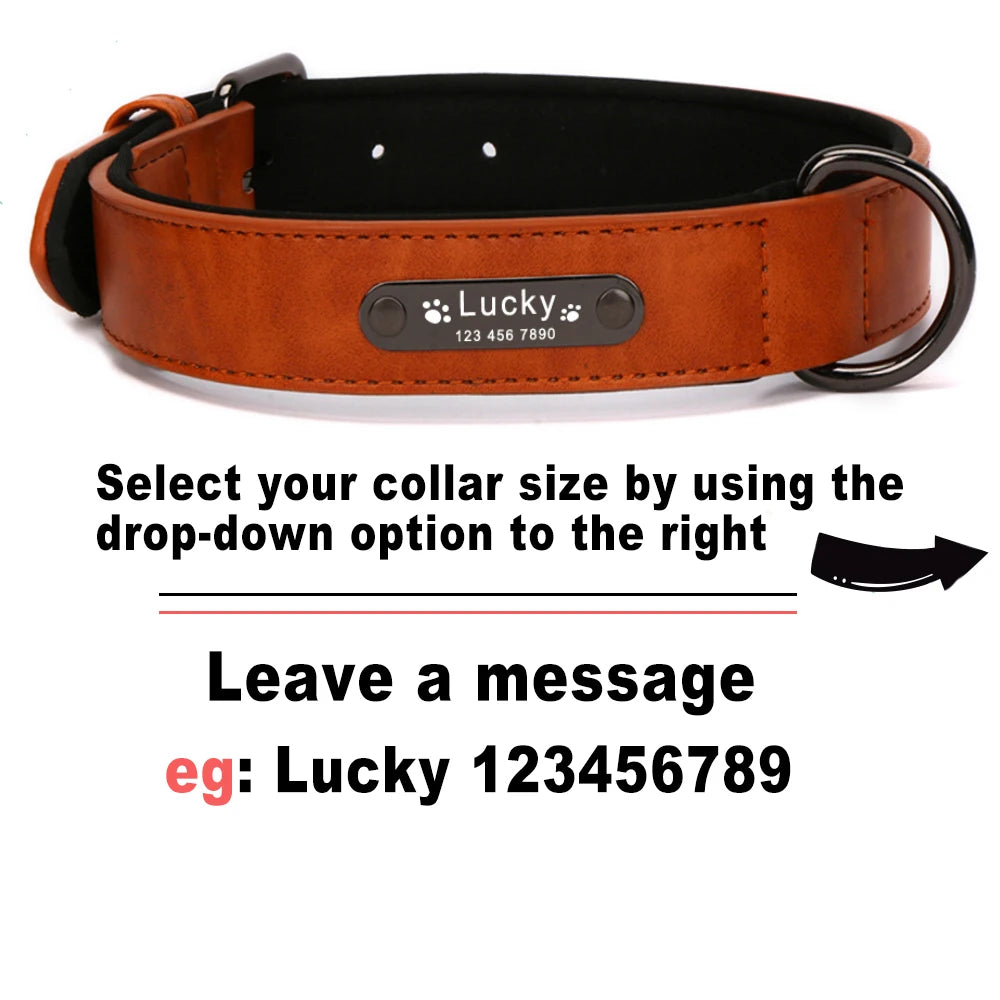 Anpassen Luxus Große Kleine Big Hund Halsband Leder Personalisiert, Breit Leder Personalisiert Halsband für Hunde Name Graviert