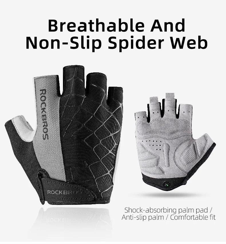 ROCKBROS Radfahrrhandschuhe Halbfinger Schockresistent Abriebfest Atmungsaktiv MTB Straßenfahrrad Handschuhe Männer Frauen Sportfahrrad Ausrüstung