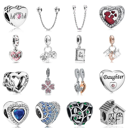 Neuer Original-Legierung-Schmuck Familie Mutter Papa Liebe Herz Anhänger Charm für Armband Halskette DIY Damen Schmuck
